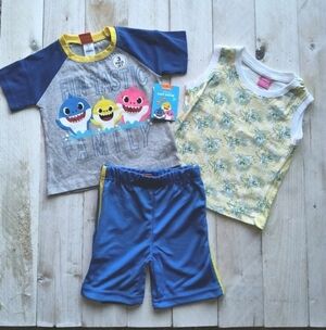 Baby Shark Family 3pc Boys Toddler Pajama Shorts Set Size 24M NWT